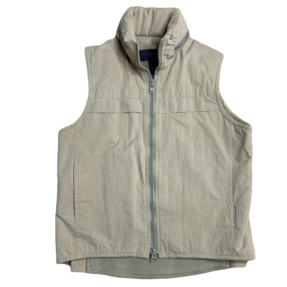 Ralph Ralph Lauren Plaid Label Tan Khaki Women’s Fleece Lined Full Zip Vest  XS